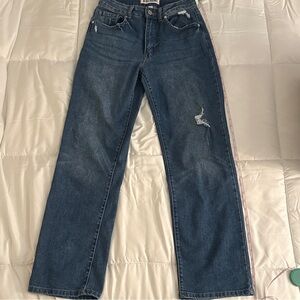 Straight Leg Jeans in Dark Blue Denim
